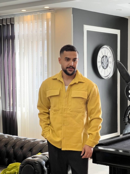 پیراهن فوتر دو جیب لیمویی
