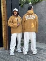 لانگ اسلیو کلاهدار مدل EMPORIO رنگ نسکافه ای