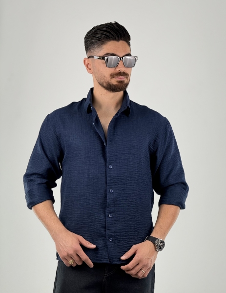 پیراهن پاییزی باکسی سرمه ایی