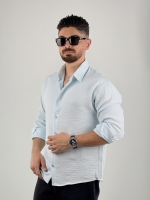پیراهن پاییزی باکسی آبی آسمانی