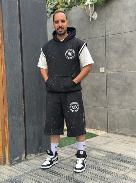 ست وست کلاهدار و شلوارک زمستانی مدل بالنسیاگا