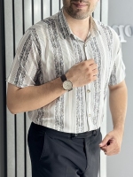 پیراهن لینن سفید طوسی