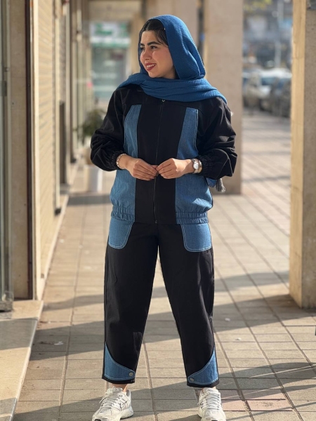ست کتان جلیقه جین