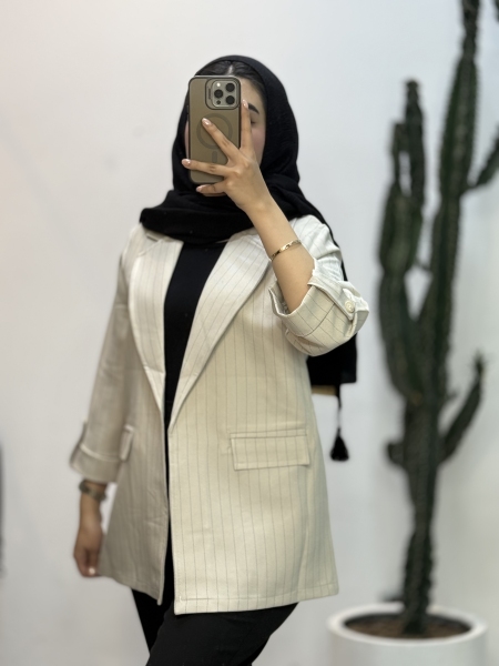 کت راه راه آستین کجراه
