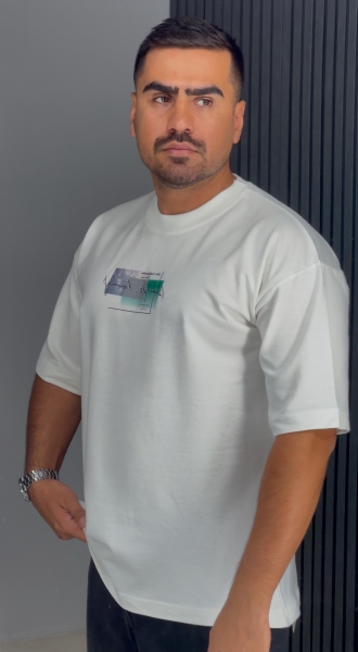تیشرت باکسی دونخ سفید چاپی