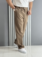 شلوار نیم بگ پارچه مازراتی نسکافه ای ( قد 107 سانت /پشت کمر کش)