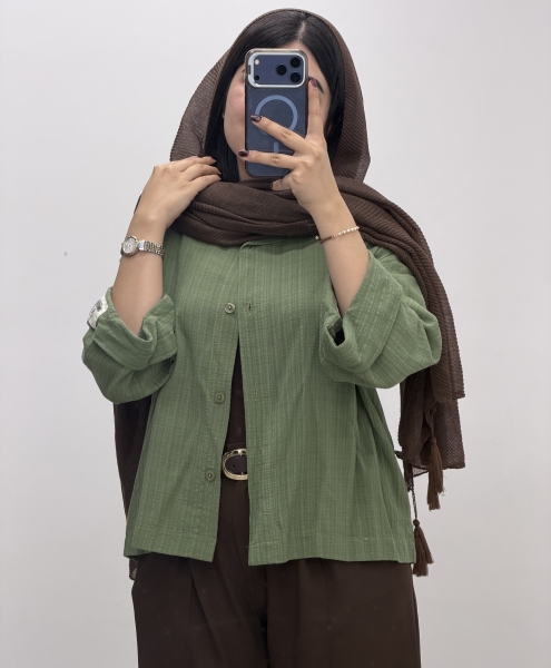 شومیز لینن ساده پاستیلی