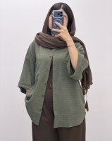 مانتو اطلس2جیب دکمه چوبی
