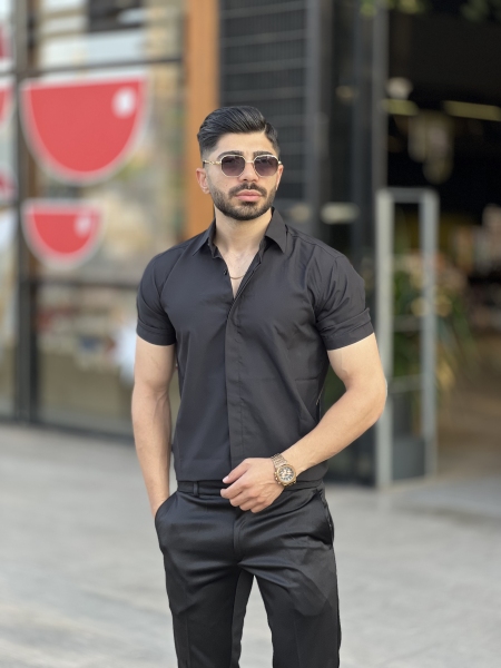 پیراهن دوشین کلاسیک کوتاه مشکی
