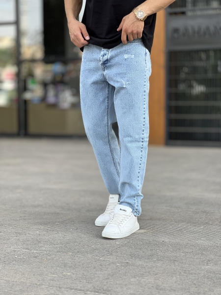 شلوار مام فیت جین Zara آبی یخی کد 312