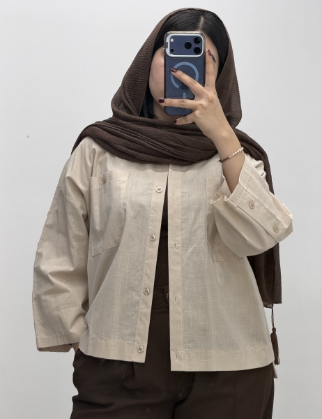 شومیز لینن آستین دکمه