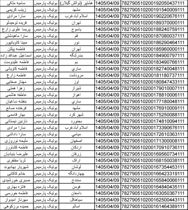 رسید مرسولات پستی ارسال شده